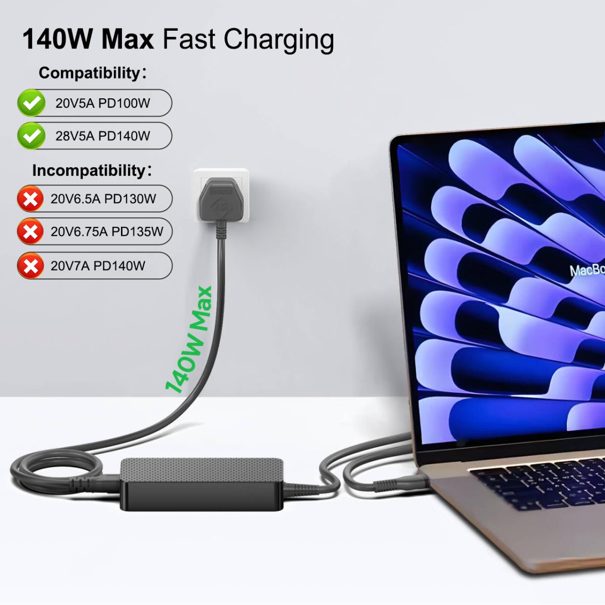 Origin 140W USB-C Adapter with UK Cable thumbnail