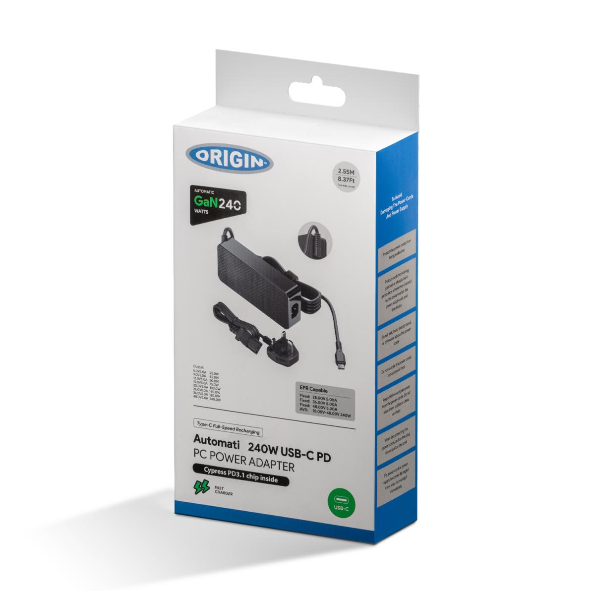 Origin 240W USB-C Adapter with UK Cable thumbnail