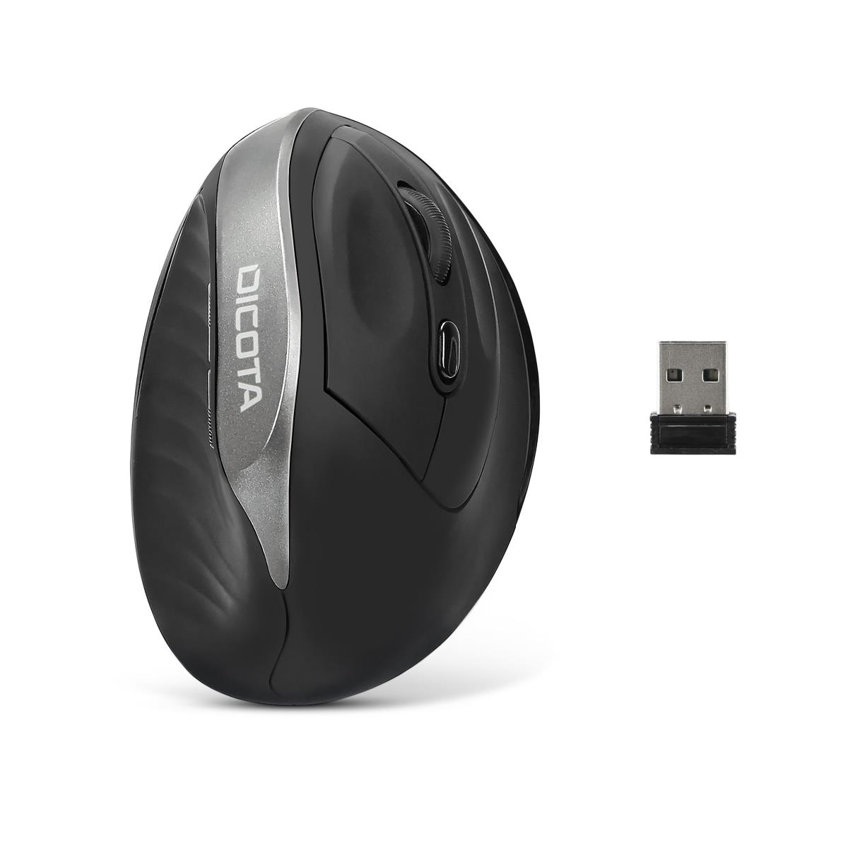 Relax - Mouse - ergonomic - right-handed - 5 buttons - wireless - USB wireless receiver - black thumbnail