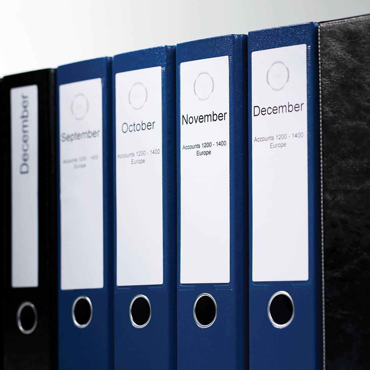 99019 59mm x 190mm Large Lever Arch Labels Black On White thumbnail