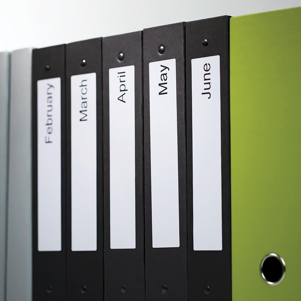99018 38mm x 190mm Small Lever Arch Labels Black on White thumbnail