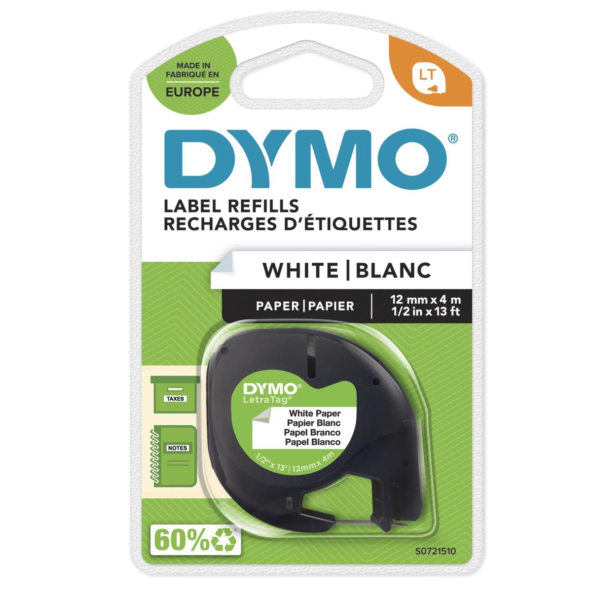 91200 12mmx4m Black On White Paper Tape thumbnail