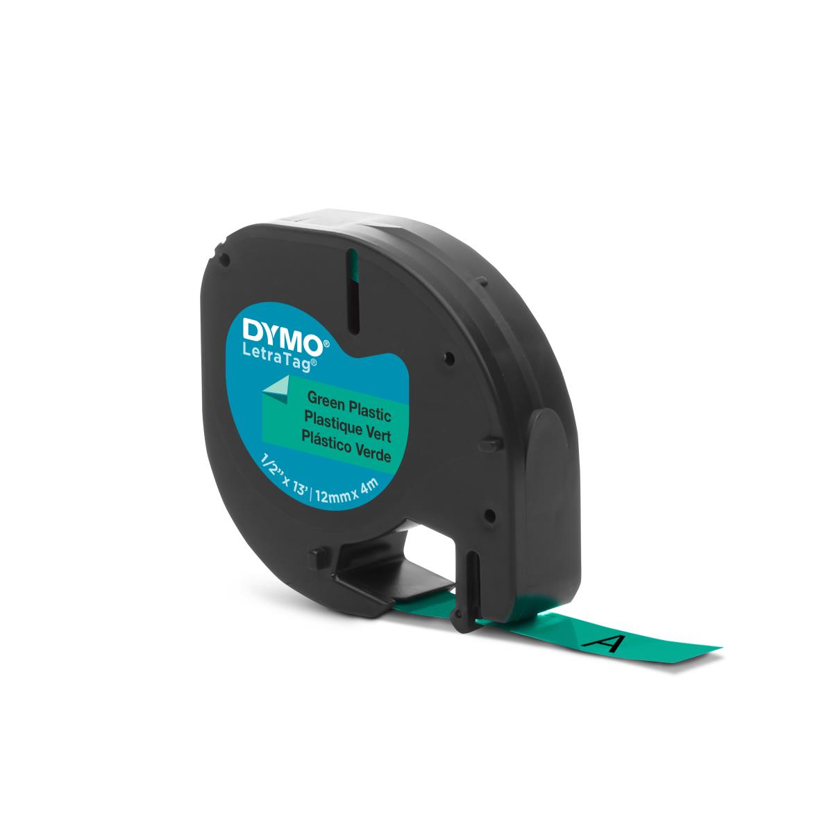 91204 12mm x 4m Black On Green Plastic Tape thumbnail