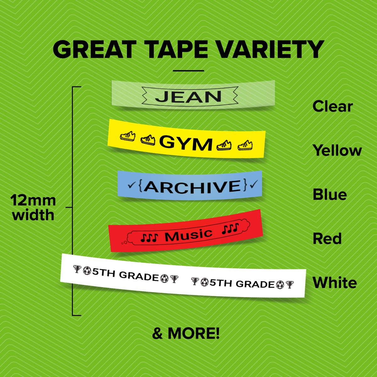 91204 12mm x 4m Black On Green Plastic Tape thumbnail