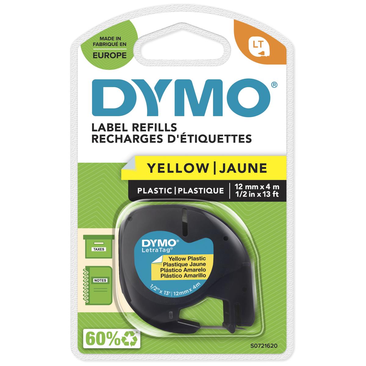 91202 12mmx4m Black On Yellow Plastic Tape thumbnail