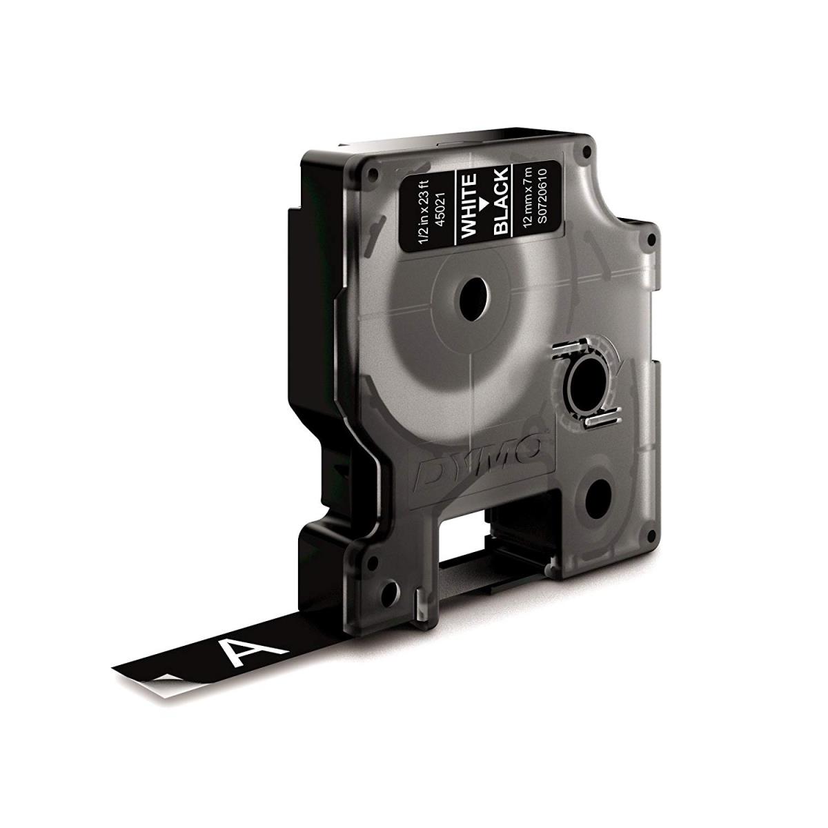 45021 D1 12mm x 7m White on Black Tape thumbnail
