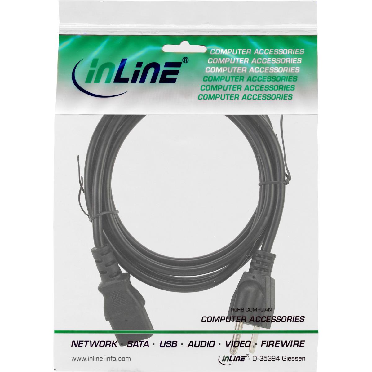 EU Product - - Netzkabel, Netzstecker USA auf Kaltger�testecker C13, 1,8m thumbnail