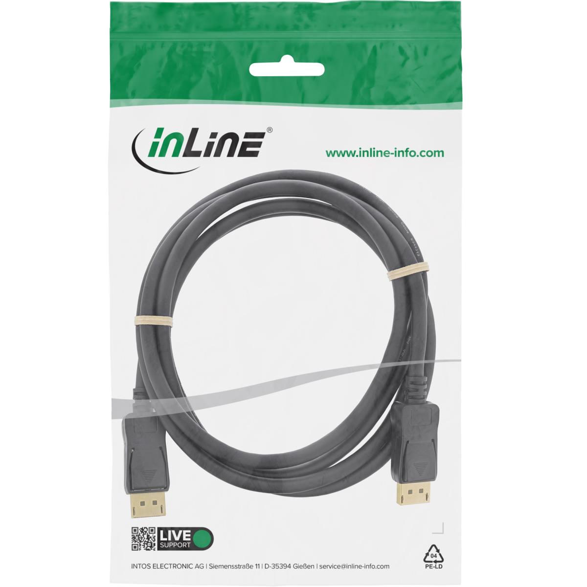 EU Product - - DisplayPort Kabel, schwarz, vergoldete Kontakte, 2m thumbnail