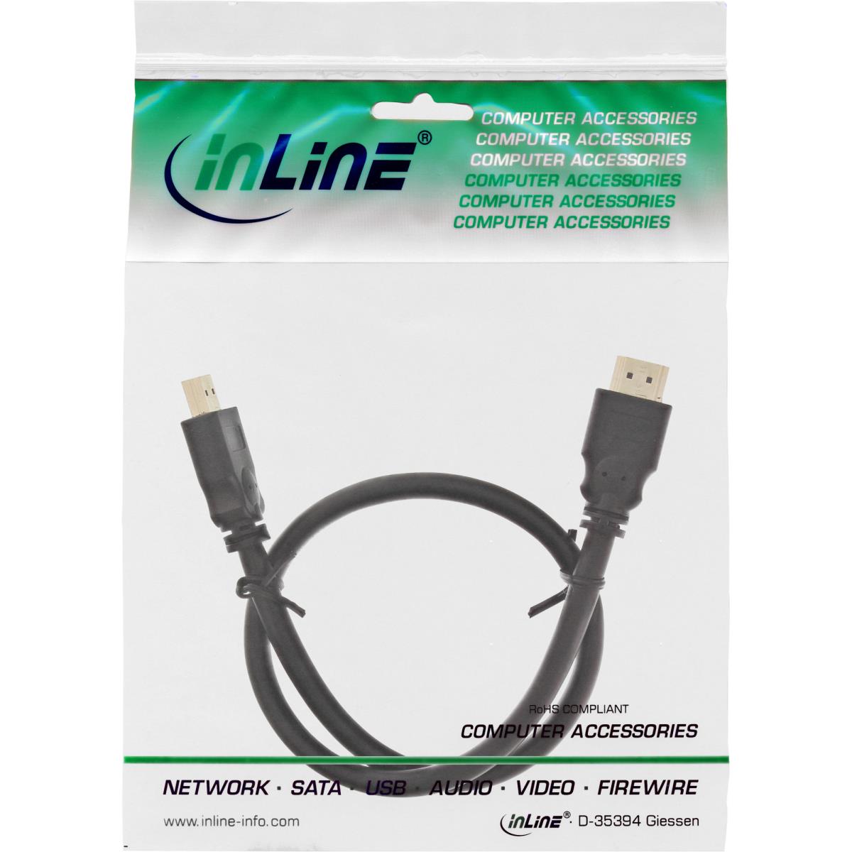 EU Product - - HDMI Kabel, HDMI-High Speed, Stecker / Stecker, verg. Kontakte, schwarz, 10m thumbnail