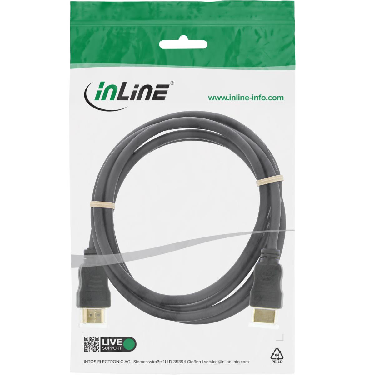 EU Product - - HDMI Kabel, HDMI-High Speed mit Ethernet, Stecker / Stecker, schwarz / gold, 2m thumbnail
