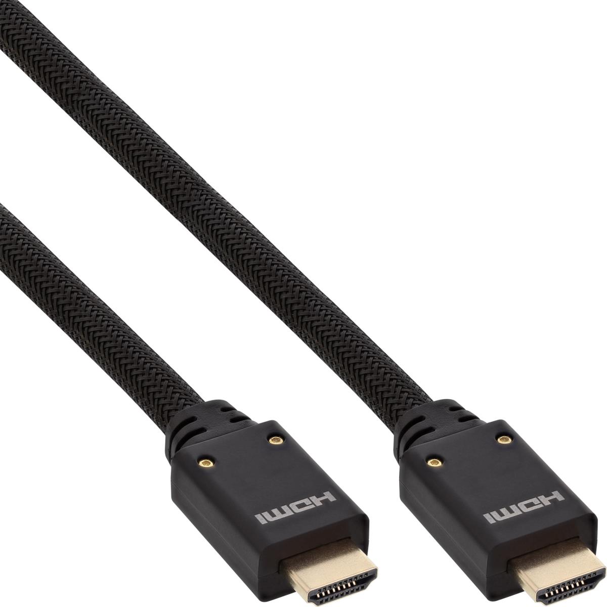 EU Product - - HDMI Aktiv-Kabel, HDMI-High Speed mit Ethernet, 4K2K, Stecker / Stecker, schwarz / gold, Nylon Geflecht Mantel 10m thumbnail