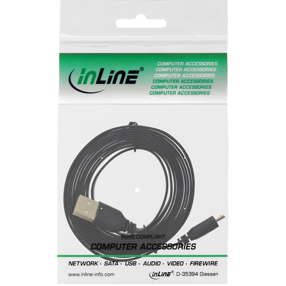 EU Product - - Micro-USB 2.0 Flachkabel, USB-A Stecker an Micro-B Stecker, 3m thumbnail