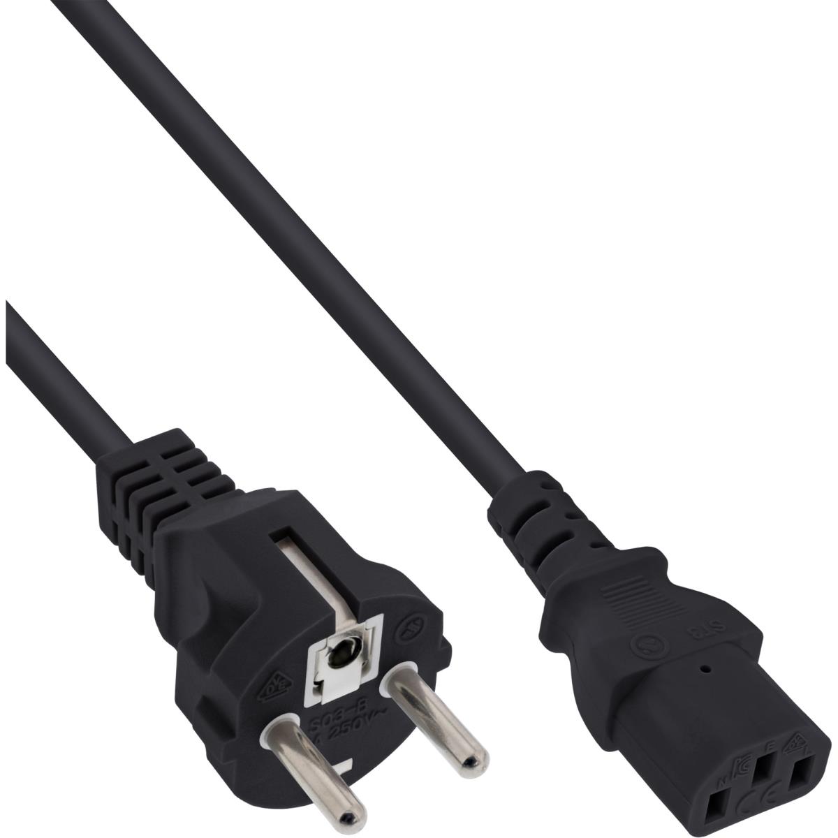 EU Product - - Netzkabel, Schutzkontakt gerade auf Kaltger�testecker C13, 3m, schwarz thumbnail