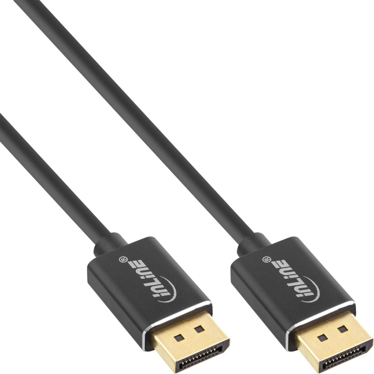 EU Product - � - DisplayPort 1.4 Kabel Slim, 8K4K, schwarz, vergoldete Kontakte, 1m Slim DisplayPort 1.4 Kabel, super d�nnes Kabel mit nur 4,8mm Durchmesser thumbnail
