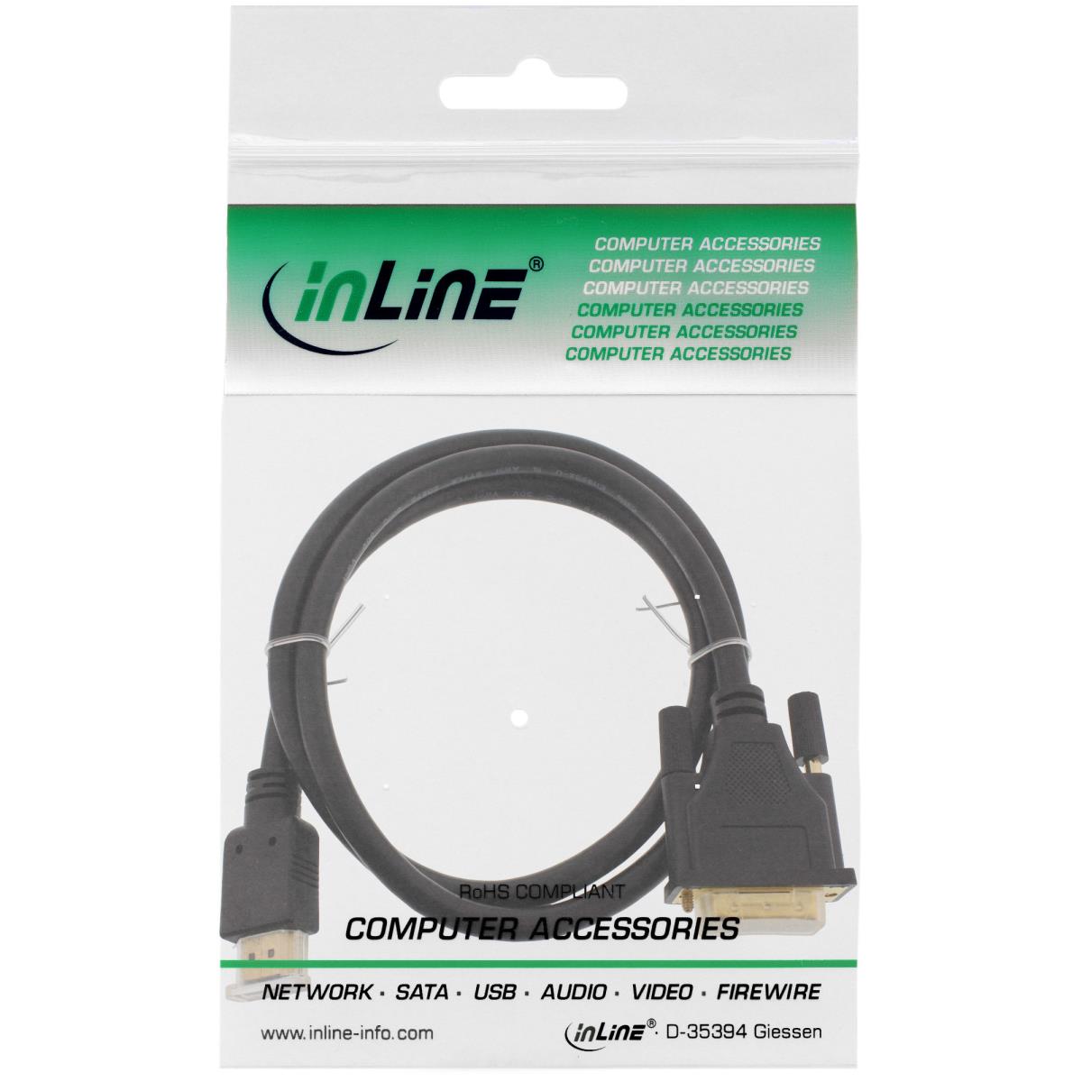 EU Product - - HDMI-DVI Kabel, vergoldete Kontakte, HDMI Stecker auf DVI 18+1 Stecker, 10m thumbnail