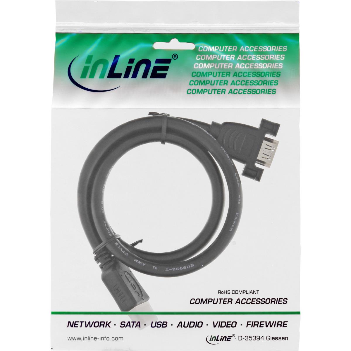 EU Product - - HDMI 4K2K Adapterkabel zum Einbau, HDMI A Stecker/Buchse, 0,6m thumbnail