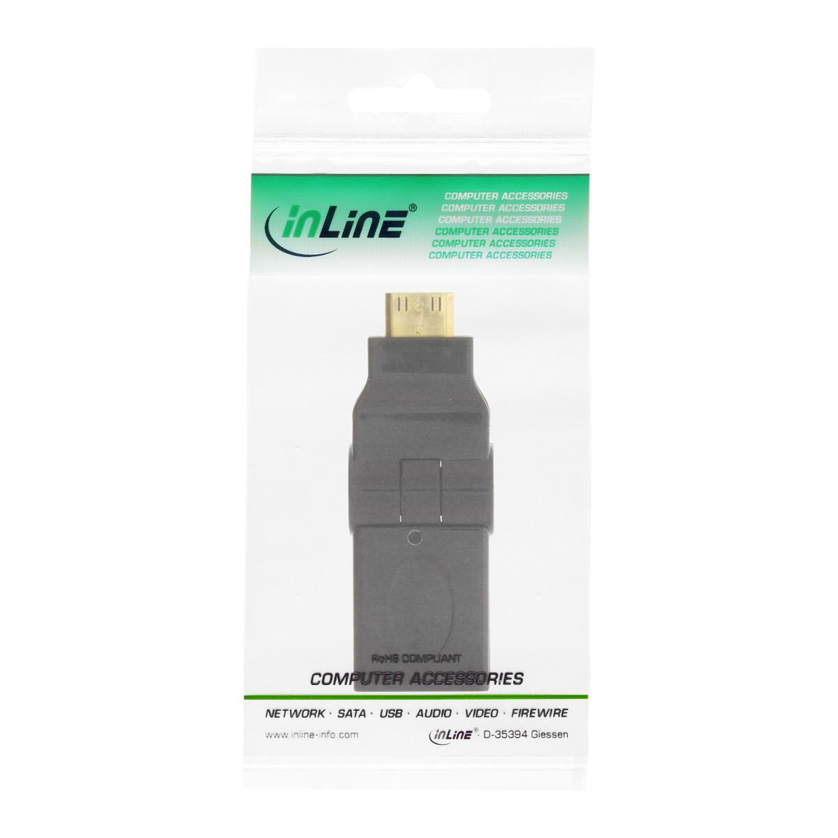 EU Product - - HDMI Adapter, HDMI A Buchse auf Mini HDMI C Stecker, flexibel, 4K2K kompatibel, vergoldete Kontakte thumbnail