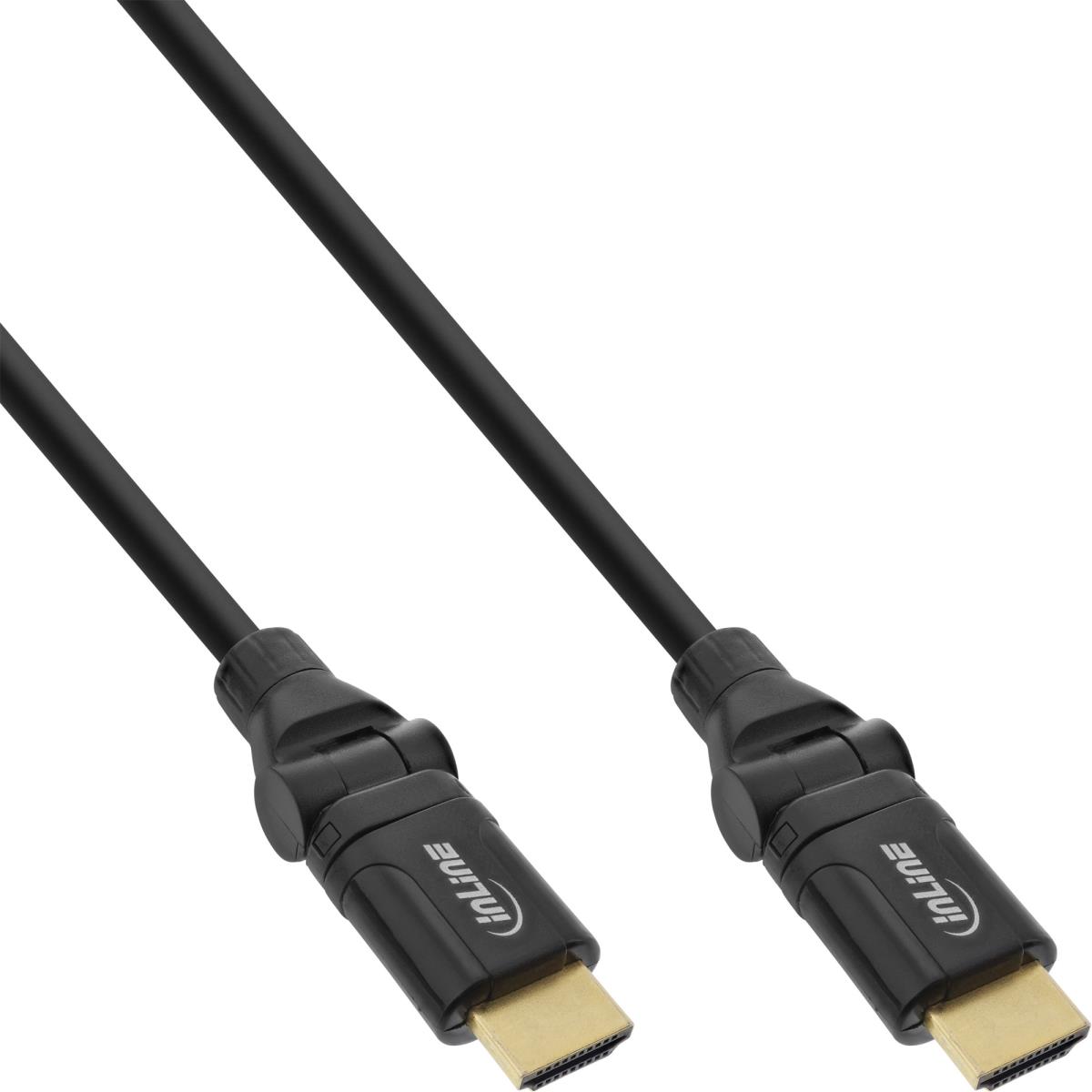 EU Product - - HDMI Kabel, HDMI-High Speed mit Ethernet, Stecker / Stecker, verg. Kontakte, schwarz, flexible Winkelstecker, 2m thumbnail