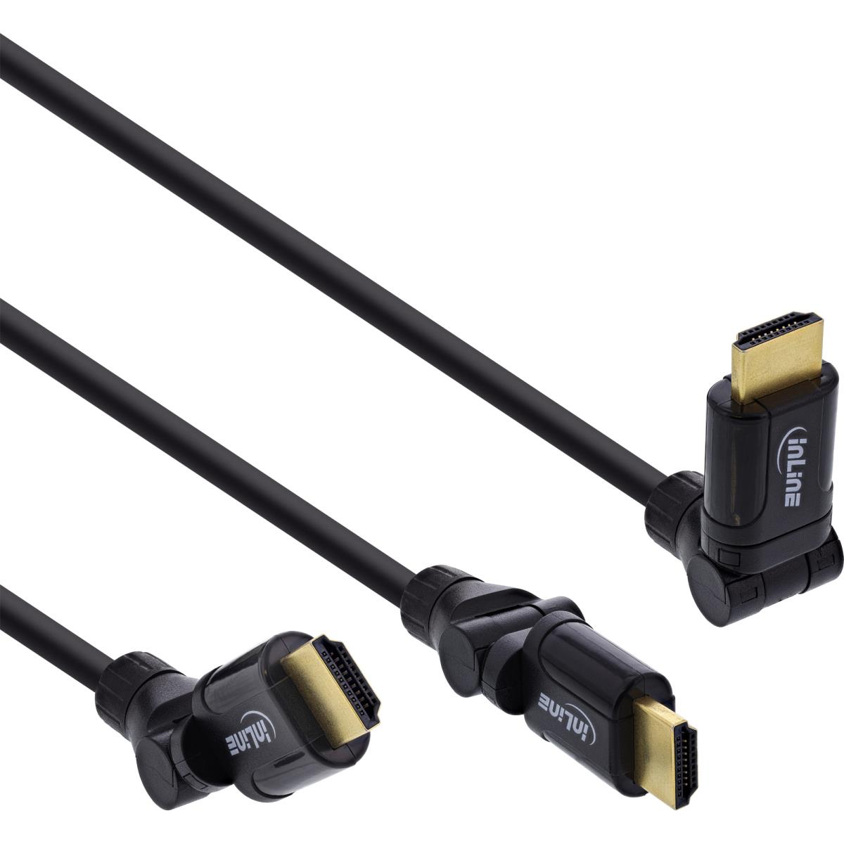 EU Product - - HDMI Kabel, HDMI-High Speed mit Ethernet, Stecker / Stecker, verg. Kontakte, schwarz, flexible Winkelstecker, 2m thumbnail