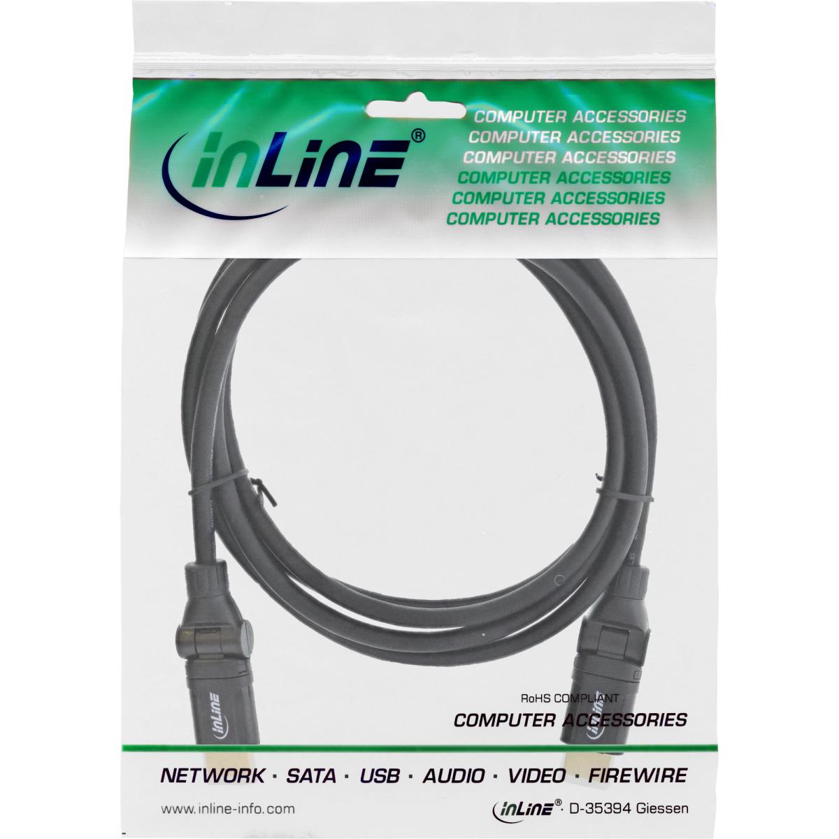 EU Product - - HDMI Kabel, HDMI-High Speed mit Ethernet, Stecker / Stecker, verg. Kontakte, schwarz, flexible Winkelstecker, 2m thumbnail