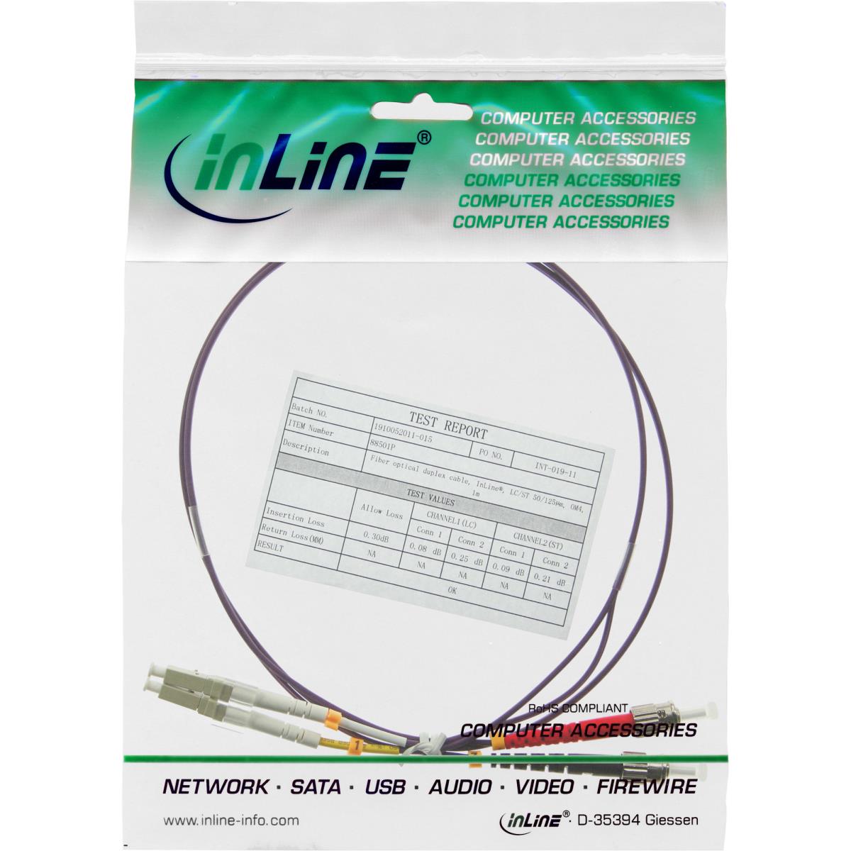 EU Product - - LWL Duplex Kabel, LC/ST, 50/125�m, OM4, 15m thumbnail