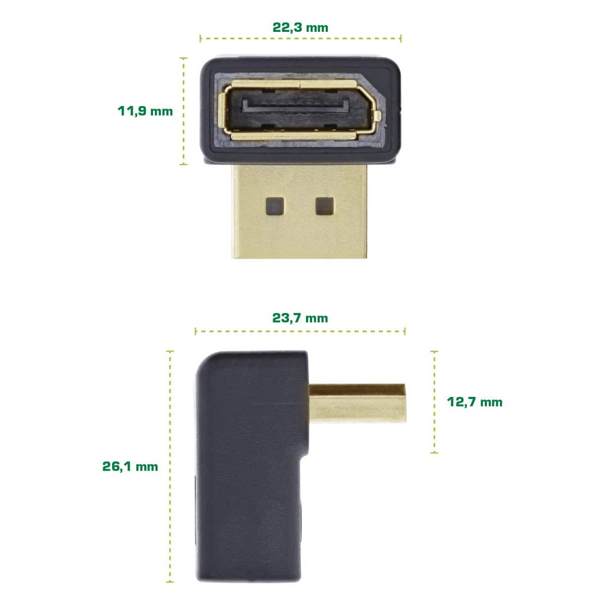 EU Product - - DisplayPort Adapter, DisplayPort Stecker / Buchse, nach oben gewinkelt thumbnail
