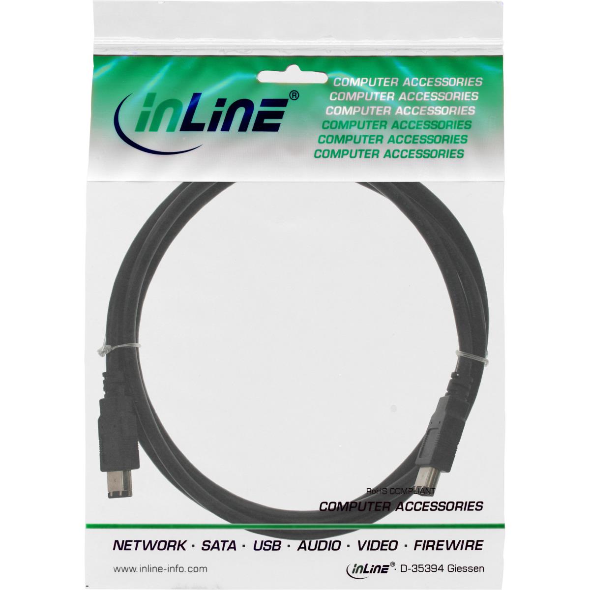 EU Product - - FireWire Kabel, IEEE1394 6pol Stecker / Stecker, schwarz, 0,5m thumbnail