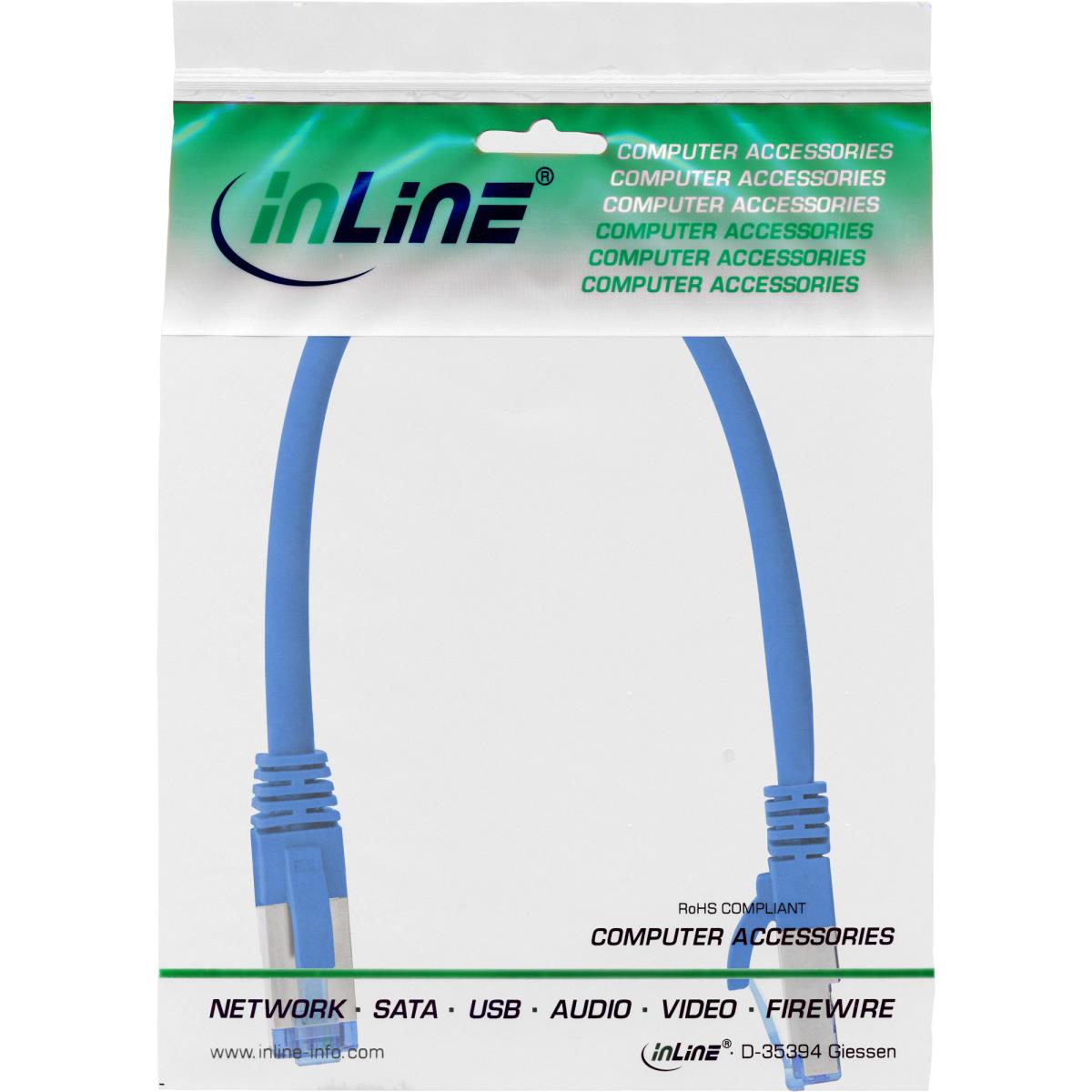 EU Product - - Patchkabel, S/FTP (PiMf), Cat.6A, 500MHz, halogenfrei, Kupfer, blau, 0,25m thumbnail