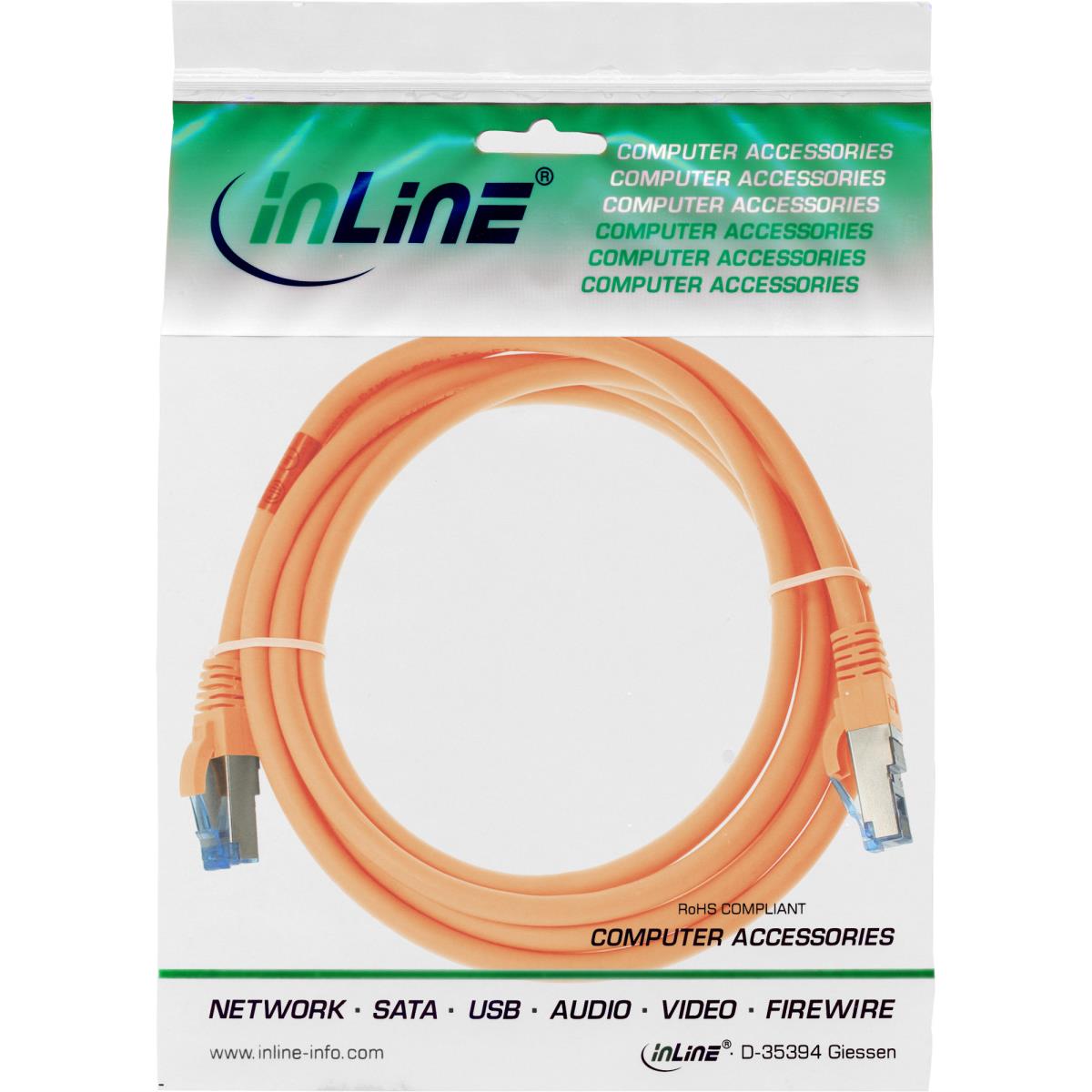 EU Product - - Patchkabel, S/FTP (PiMf), Cat.6A, 500MHz, halogenfrei, Kupfer, orange, 1m thumbnail