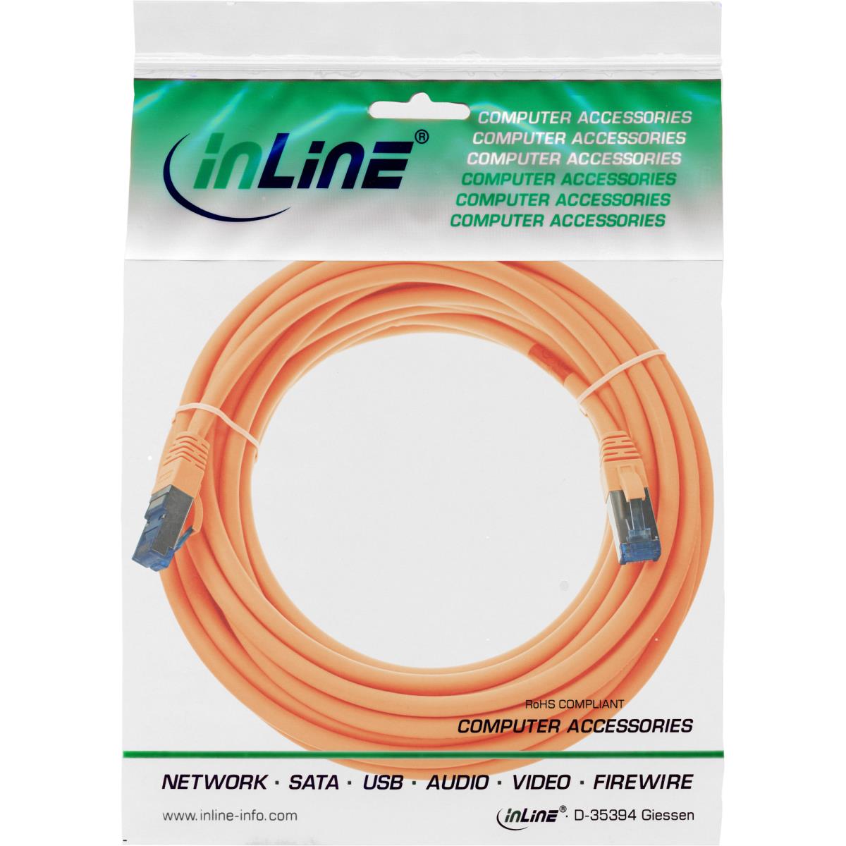EU Product - - Patchkabel, S/FTP (PiMf), Cat.6A, 500MHz, halogenfrei, Kupfer, orange, 7,5m thumbnail