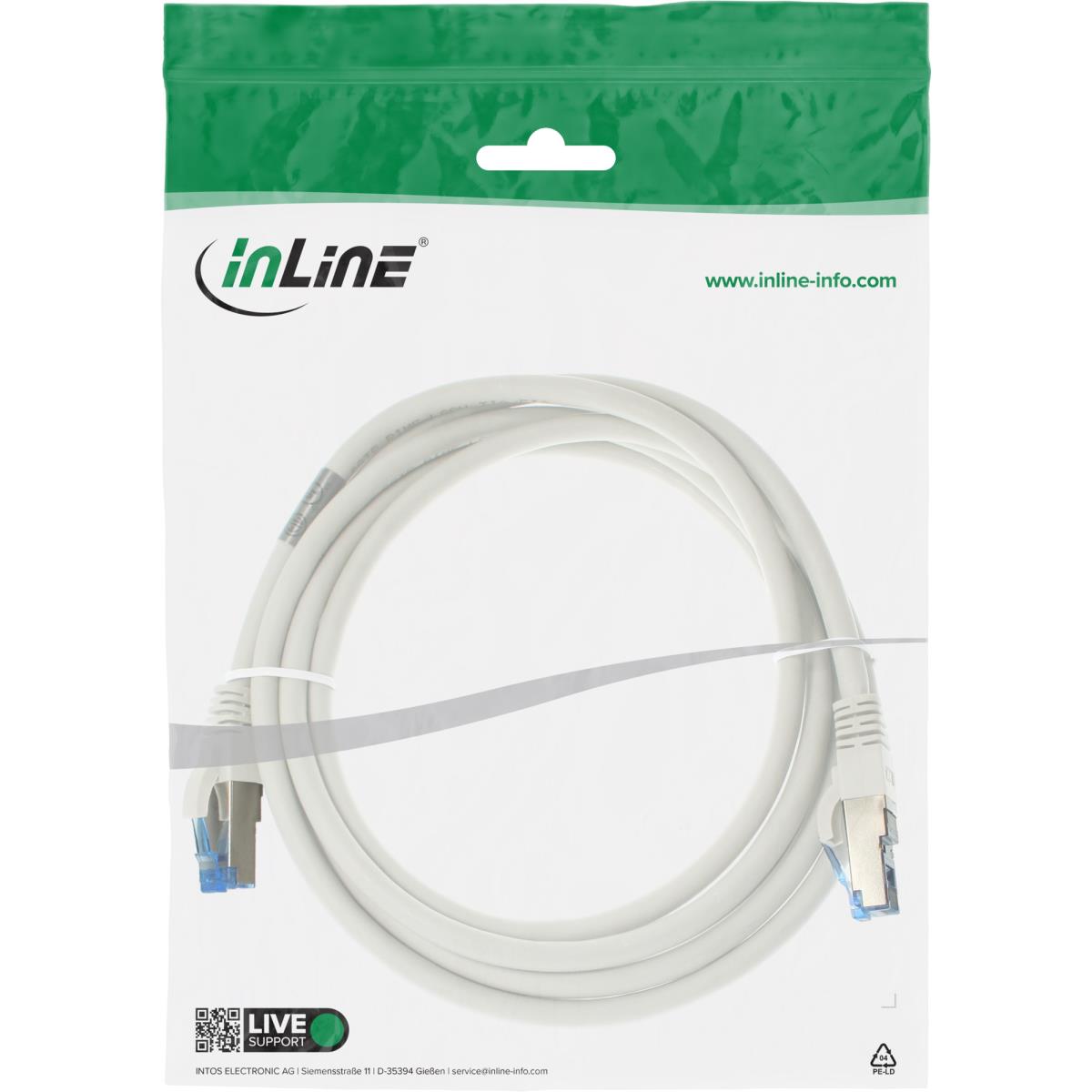 EU Product - - Patchkabel, S/FTP (PiMf), Cat.6A, 500MHz, halogenfrei, Kupfer, wei�, 0,5m thumbnail