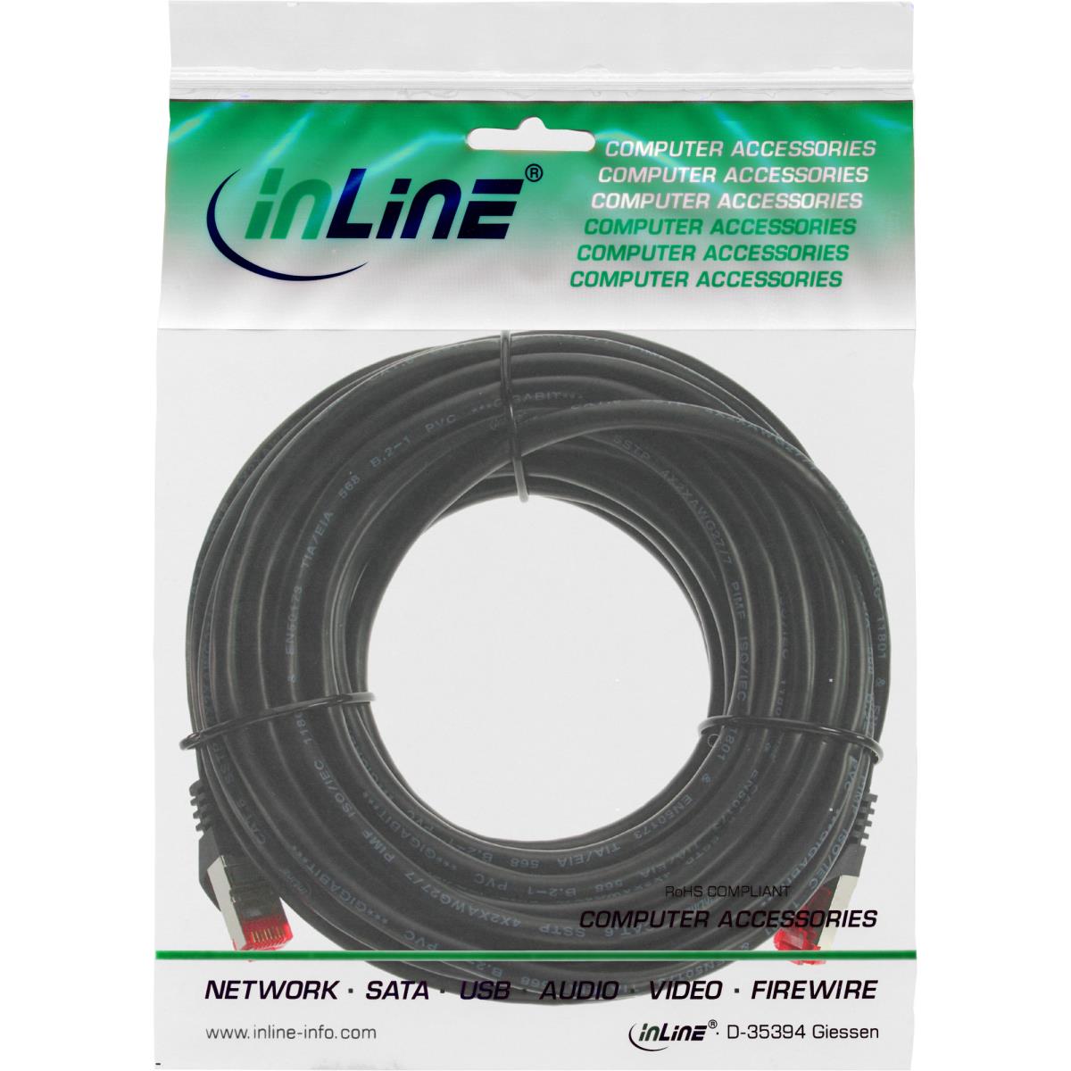 EU Product - - Patchkabel, S/FTP (PiMf), Cat.6, 250MHz, halogenfrei, Kupfer, schwarz, 15m thumbnail