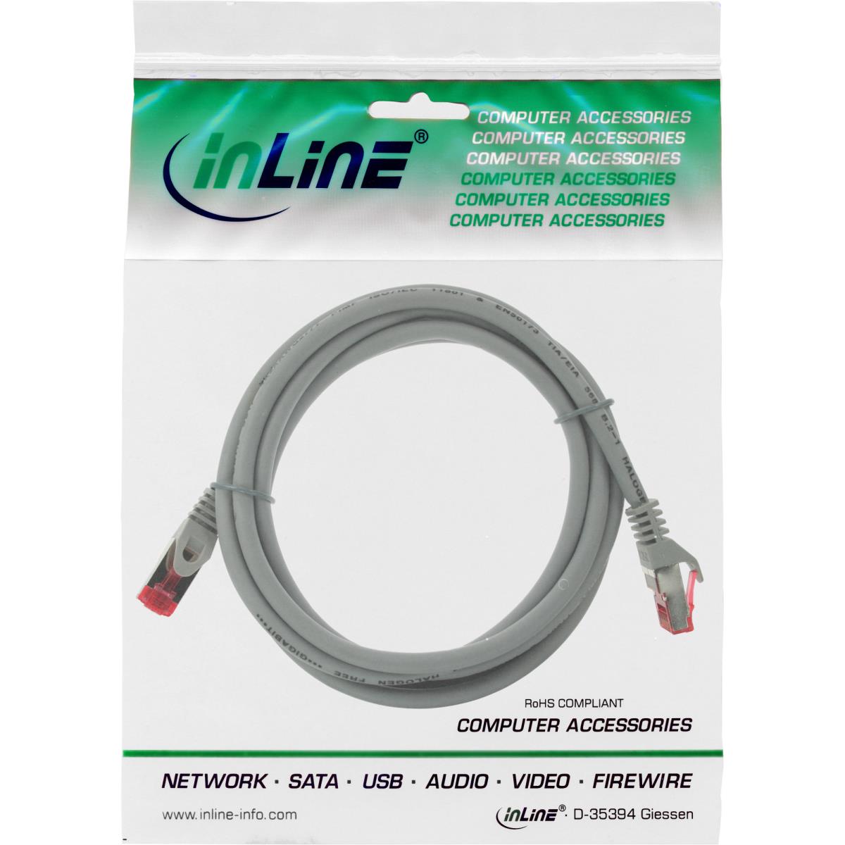 EU Product - - Patchkabel, S/FTP (PiMf), Cat.6, 250MHz, halogenfrei, Kupfer, grau, 0,5m thumbnail