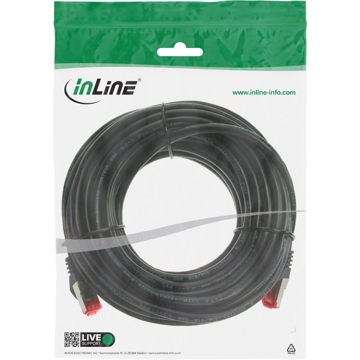 EU Product - - Patchkabel, S/FTP (PiMf), Cat.6, 250MHz, PVC, Kupfer, schwarz, 25m thumbnail