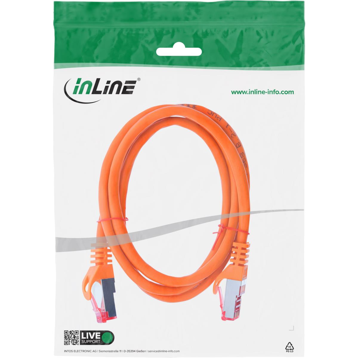 EU Product - - Patchkabel, S/FTP (PiMf), Cat.6, 250MHz, PVC, Kupfer, orange, 1m thumbnail