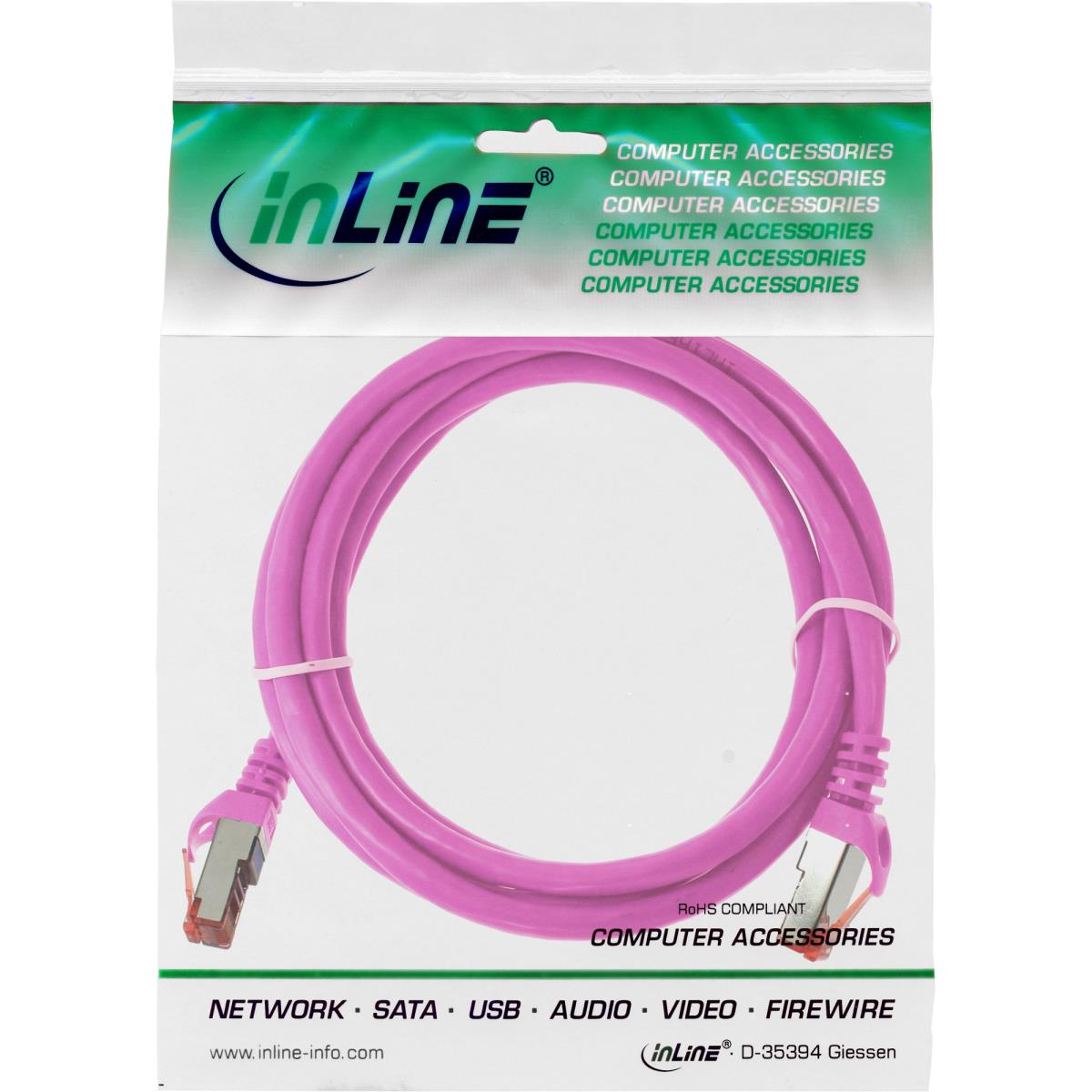 EU Product - - Patchkabel, S/FTP (PiMf), Cat.6, 250MHz, PVC, Kupfer, pink, 2m thumbnail