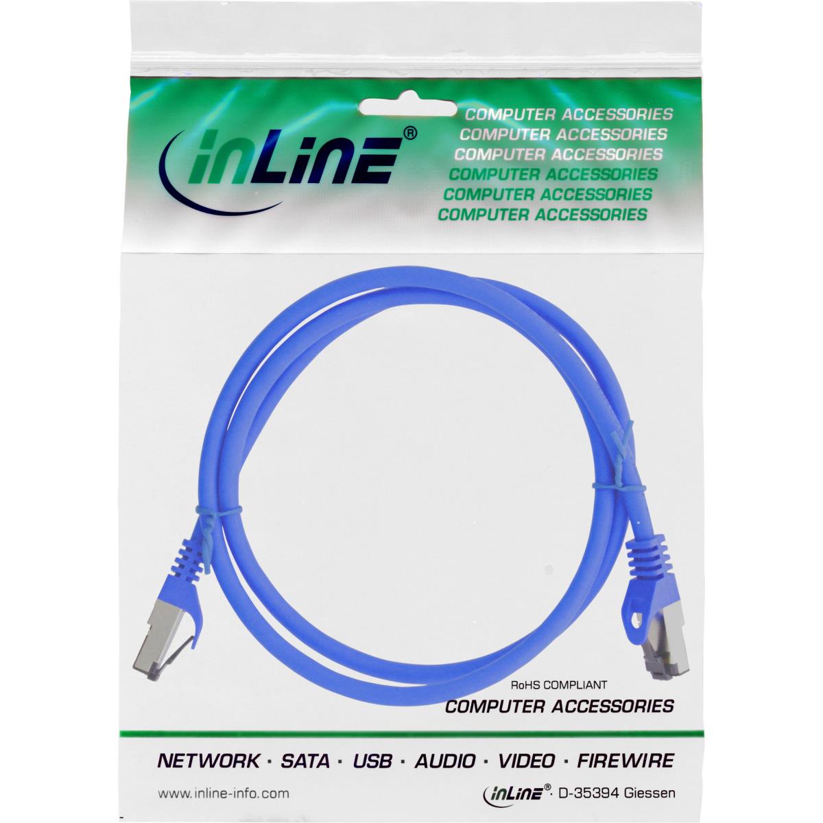 EU Product - - Patchkabel, S/FTP (PiMf), Cat.8.1, 2000MHz, halogenfrei, Kupfer, blau, 1,5m thumbnail