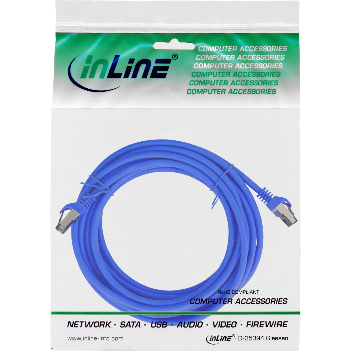 EU Product - - Patchkabel, S/FTP (PiMf), Cat.8.1, 2000MHz, halogenfrei, Kupfer, blau, 7,5m thumbnail