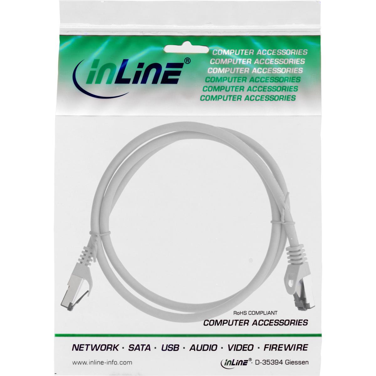 EU Product - - Patchkabel, S/FTP (PiMf), Cat.8.1, 2000MHz, halogenfrei, Kupfer, grau, 0,5m thumbnail