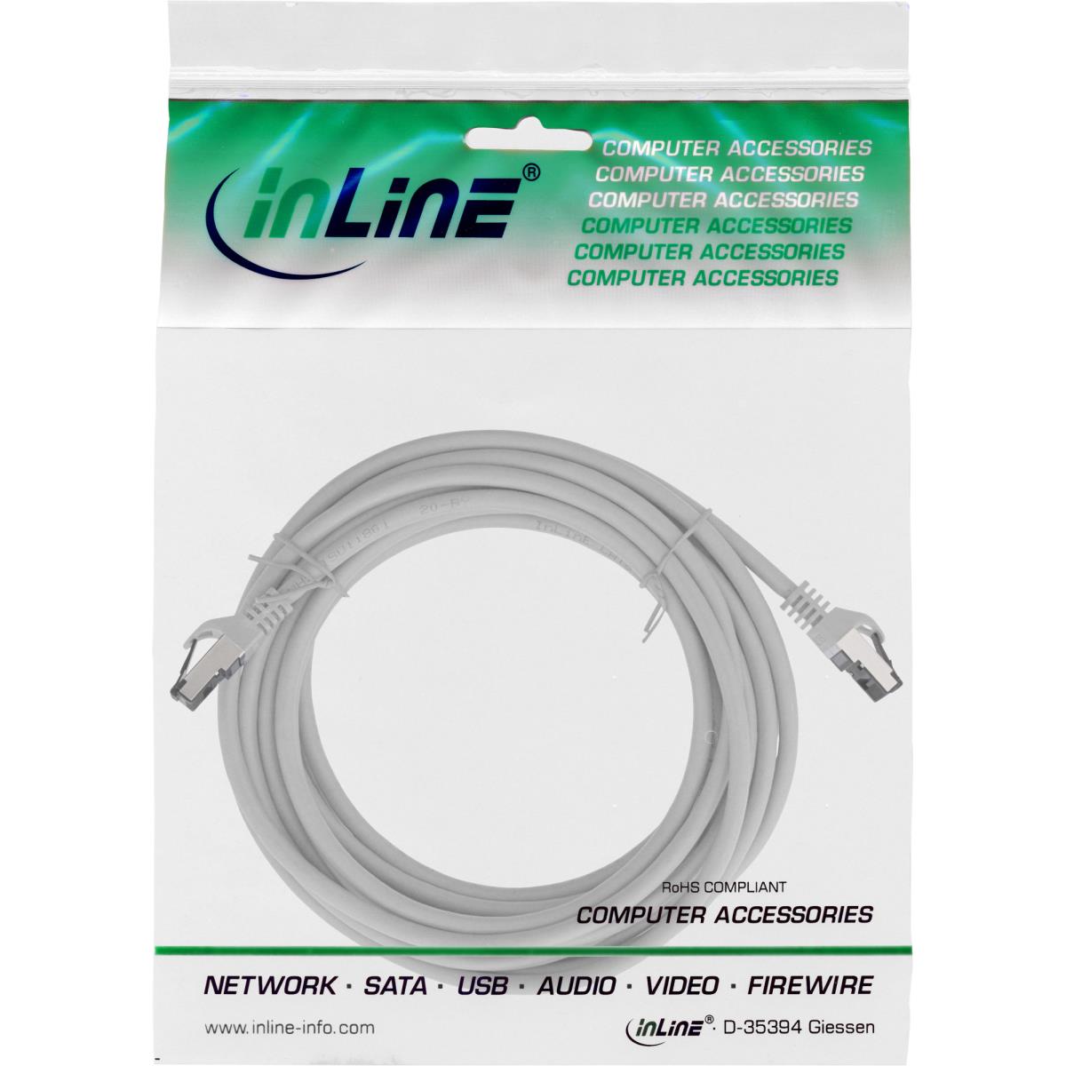 EU Product - - Patchkabel, S/FTP (PiMf), Cat.8.1, 2000MHz, halogenfrei, Kupfer, grau, 5m thumbnail