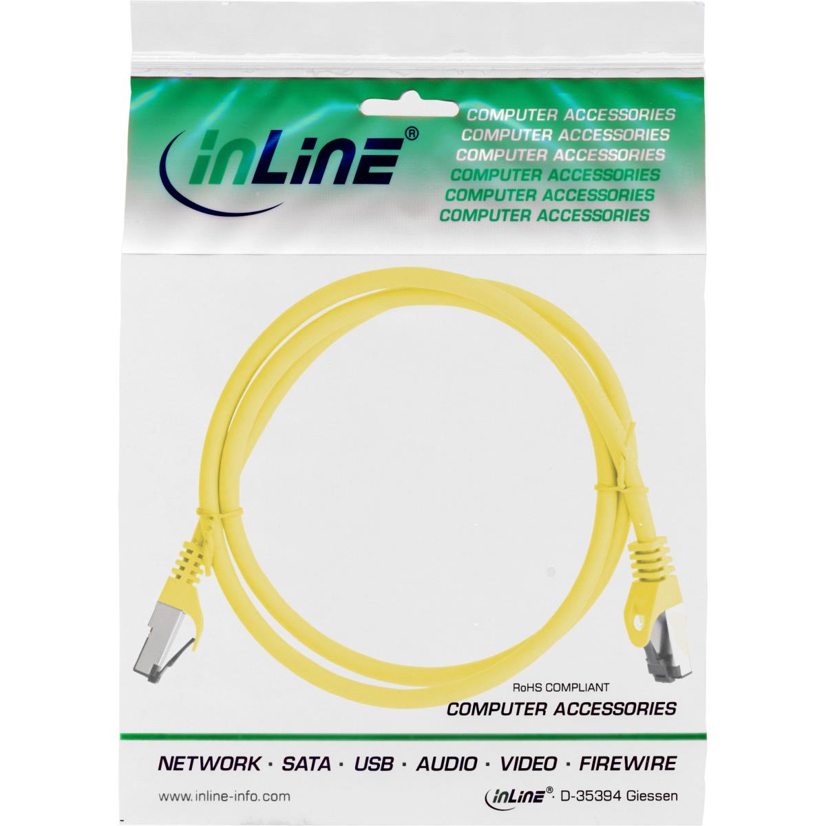 EU Product - - Patchkabel, S/FTP (PiMf), Cat.8.1, 2000MHz, halogenfrei, Kupfer, gelb, 1,5m thumbnail