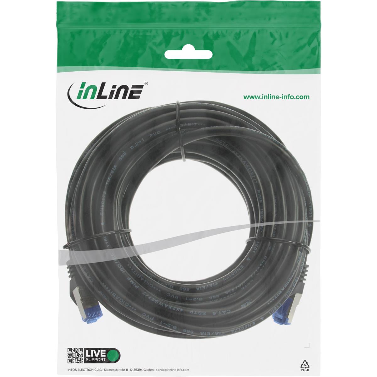 EU Product - - Patchkabel, Cat.6A, S/FTP, PE outdoor, schwarz, 20m thumbnail