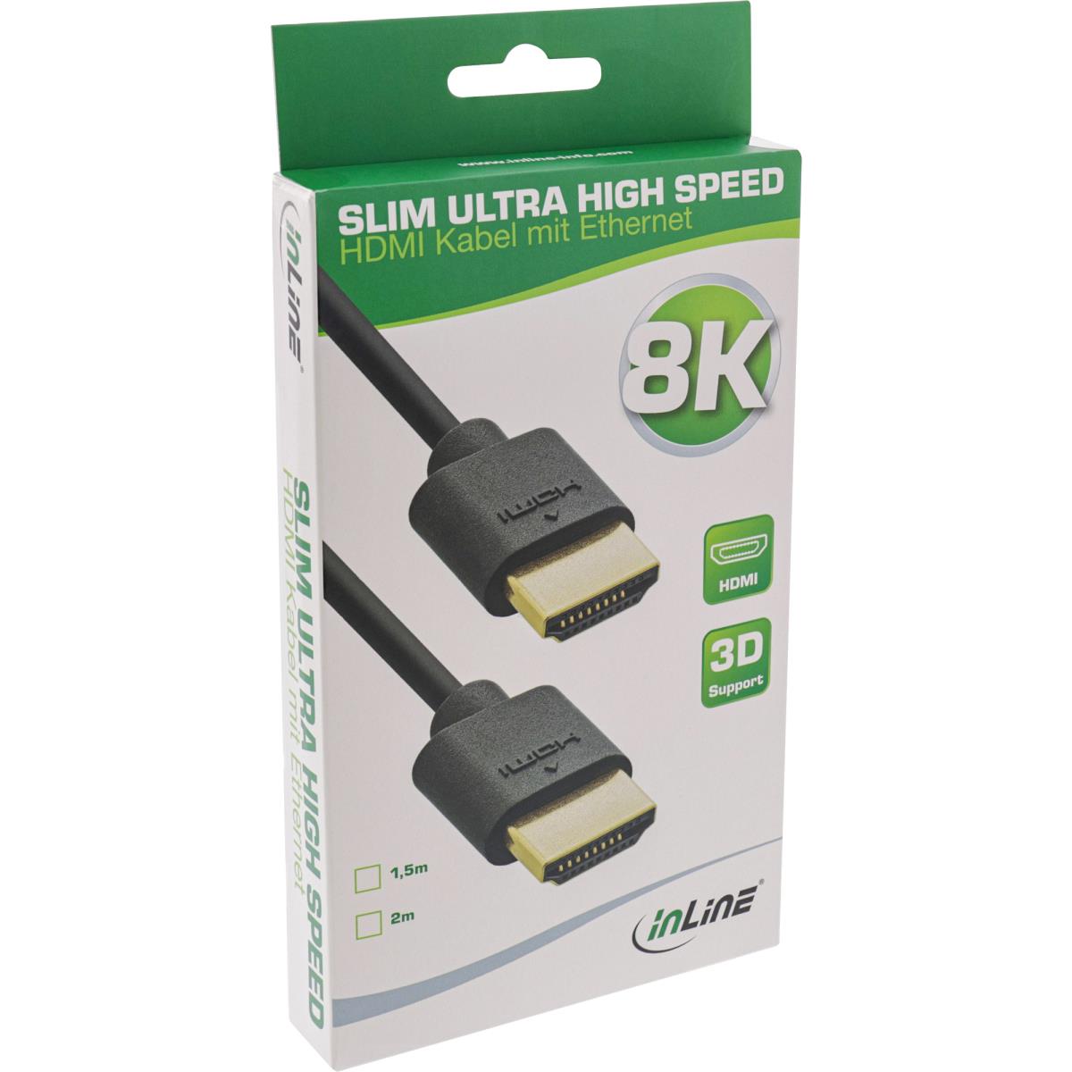 EU Product - - Slim Ultra High Speed HDMI Kabel, 8K4K, Stecker / Stecker, 1,5m thumbnail