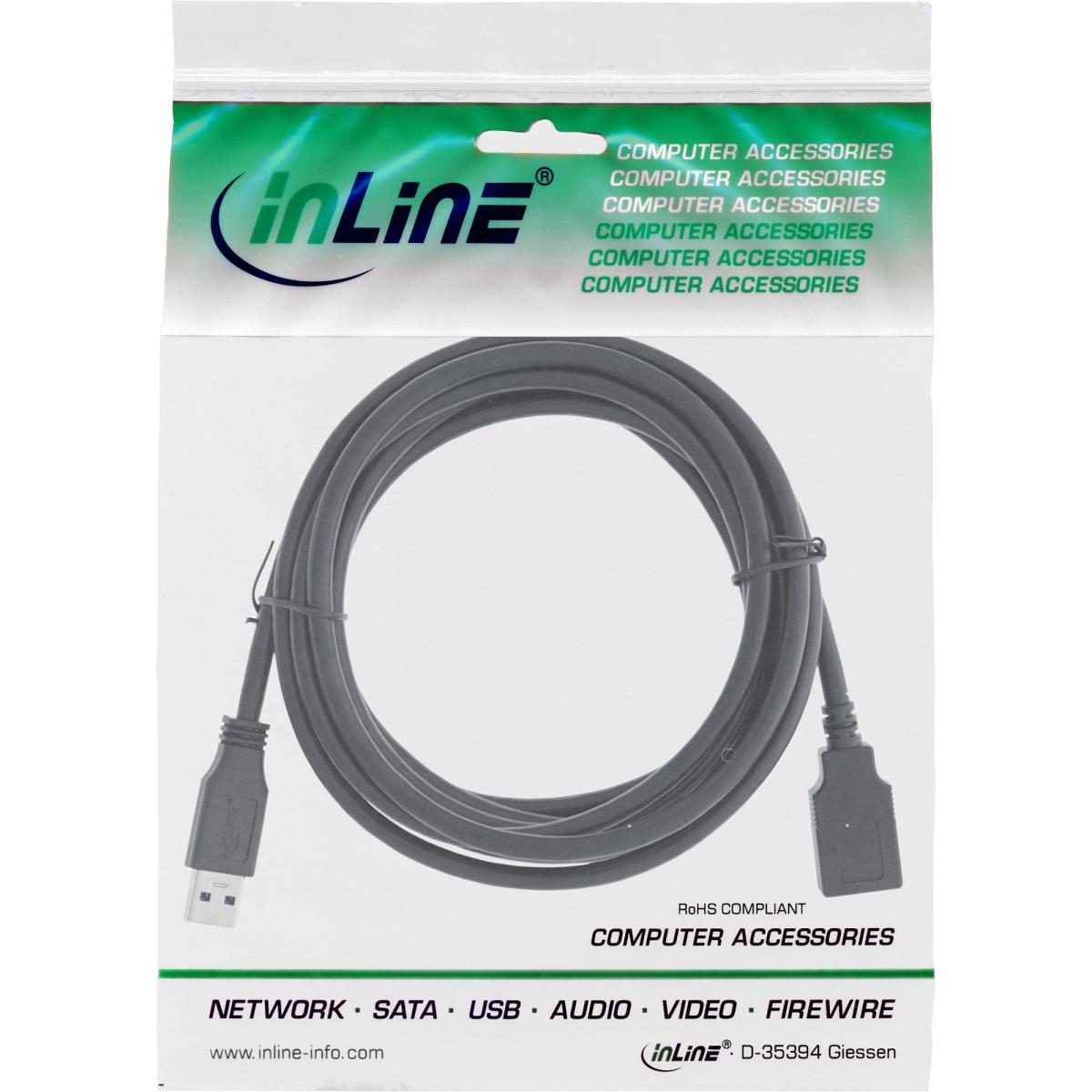 EU Product - - USB 3.0 Kabel, A Stecker / Buchse, schwarz, 3m thumbnail