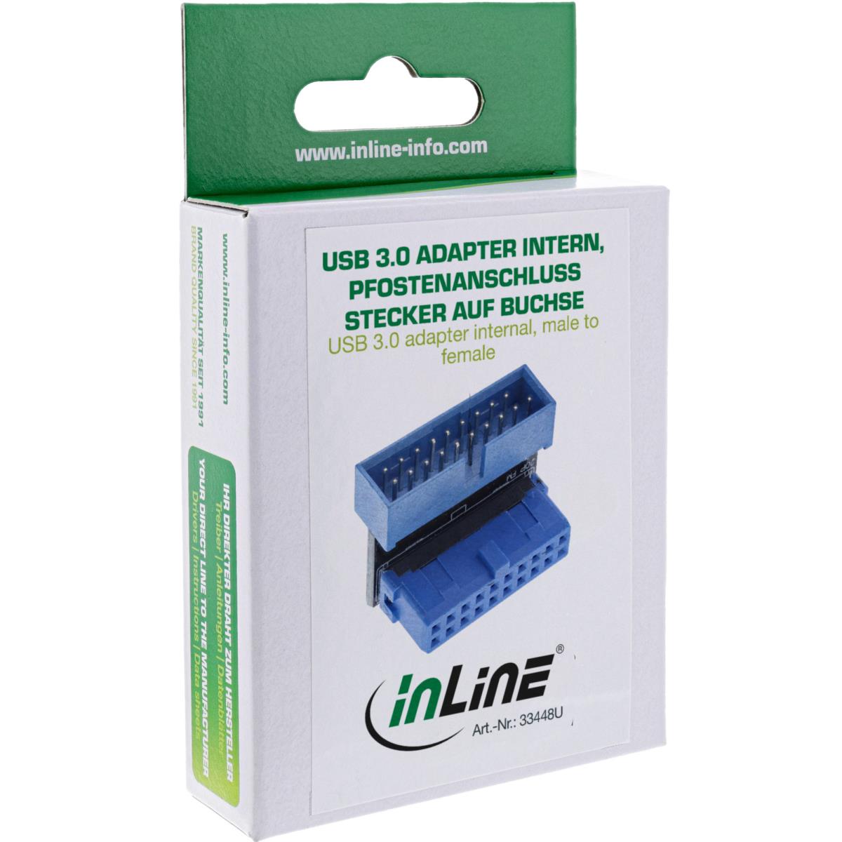 EU Product - USB 3.0 adapter internal - male / female post connection - angled down thumbnail