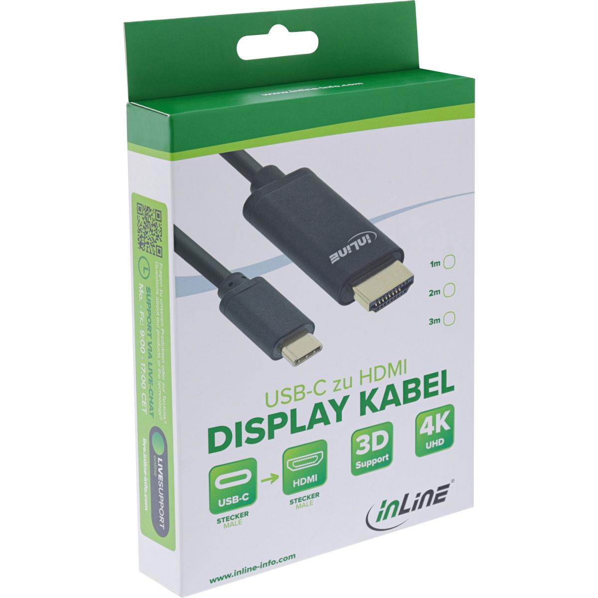 EU Product - - USB Display Kabel, USB Typ-C Stecker zu HDMI Stecker (DP Alt Mode), 4K2K, schwarz, 1m thumbnail