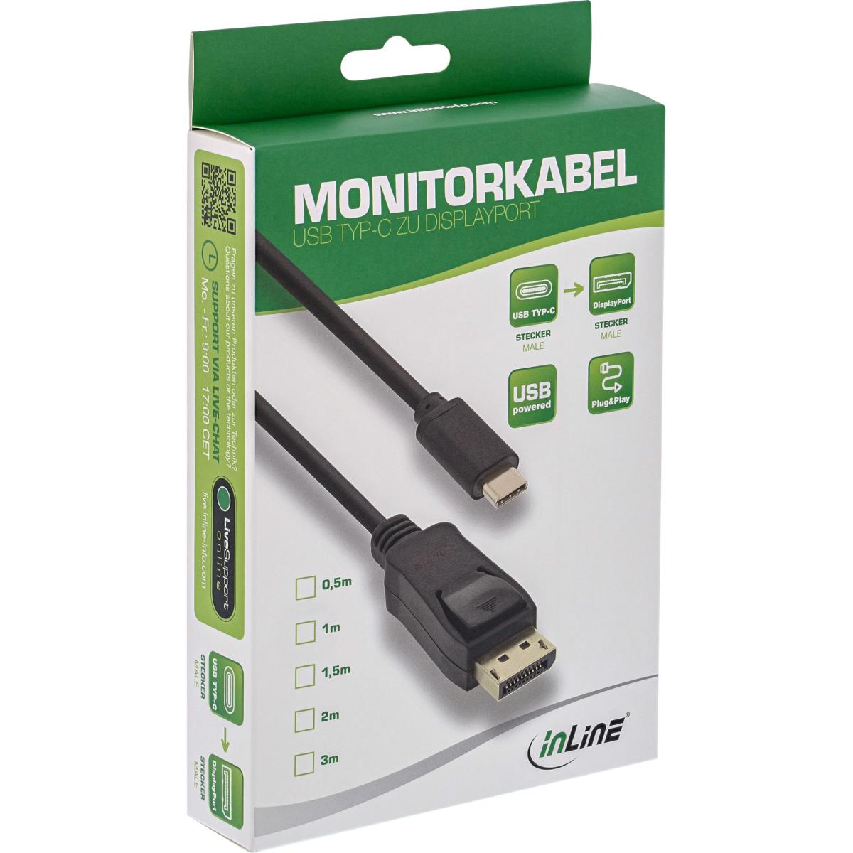 EU Product - - USB Display Kabel, USB Typ-C Stecker zu DisplayPort Stecker (DP Alt Mode), 4K2K, schwarz, 3m thumbnail