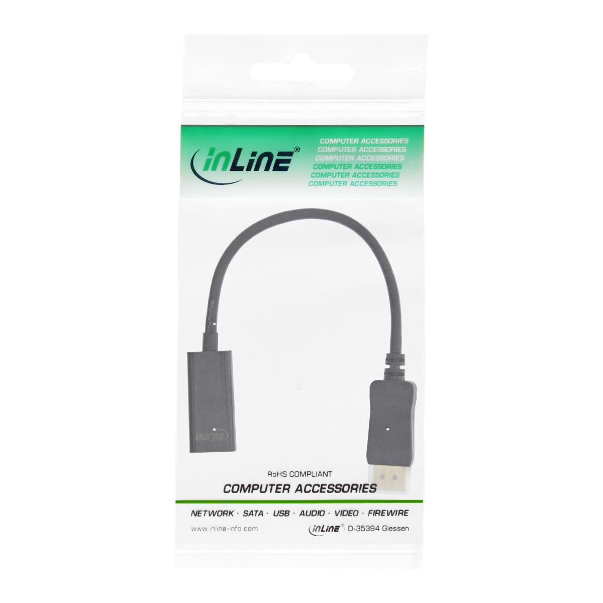 EU Product - - DisplayPort zu HDMI Adapterkabel mit Audio, DisplayPort Stecker auf HDMI Buchse, 4K/60Hz, schwarz, 0,15m thumbnail