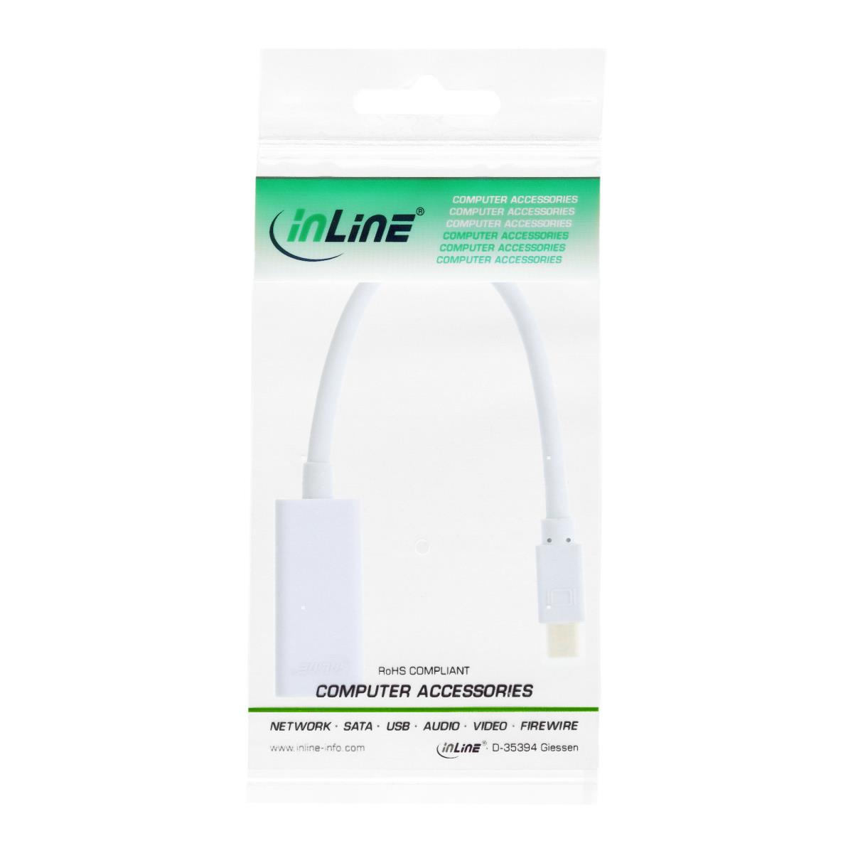 EU Product - - Mini DisplayPort HDMI Adapterkabel mit Audio, Mini DisplayPort Stecker auf HDMI Buchse, 4K/30Hz, wei�, 0,15m thumbnail