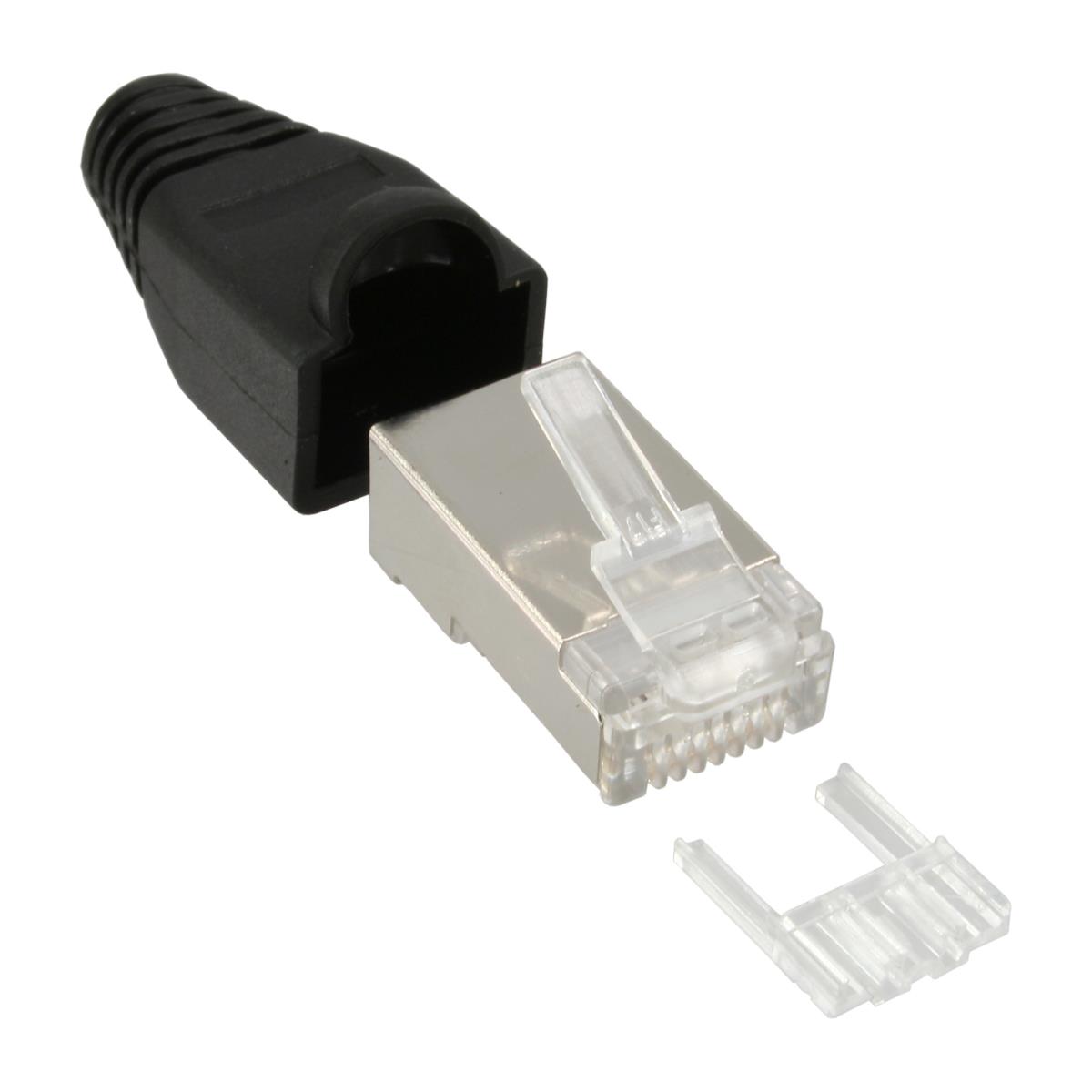 EU Product - - Crimpstecker RJ45 geschirmt, mit Knickschutz und Einf�delhilfe, 100er Pack, schwarz thumbnail
